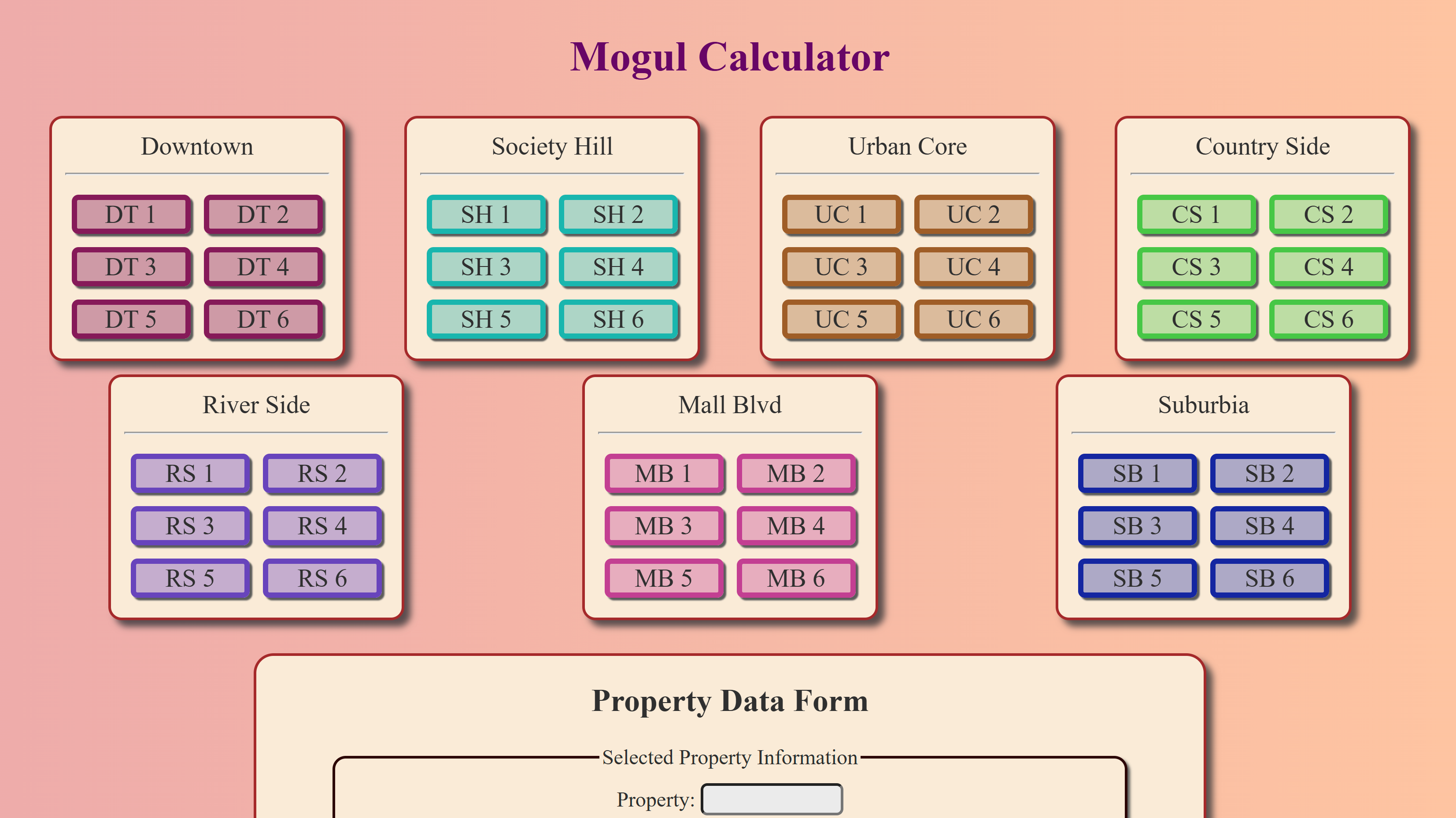 Mogul Calculator for Mogul Real Estate Game